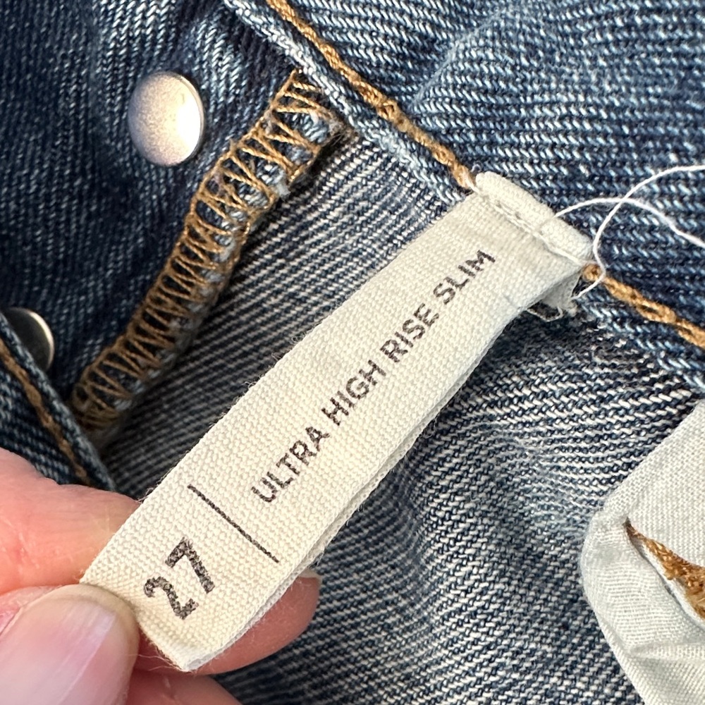 PacSun Ultra High Rise Slim Button Fly Ripped Jeans 27 - Picture 3 of 8
